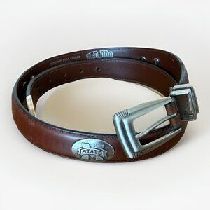 ZEP-PRO Belt Mens‎ Size 32 Brown Full Grain Leather Mississippi State University